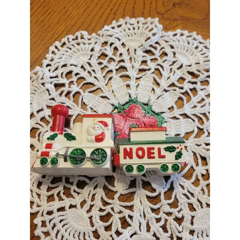 VTG Christmas Mini Taper Candle Holder Train Noel Santa Claus Indoor Decorations